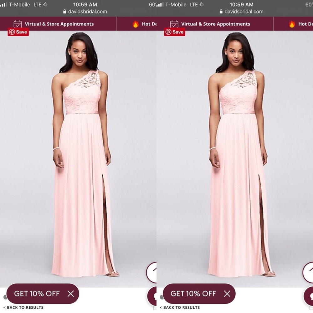 Long One Shoulder Lace Bridemaid Dress blush pink